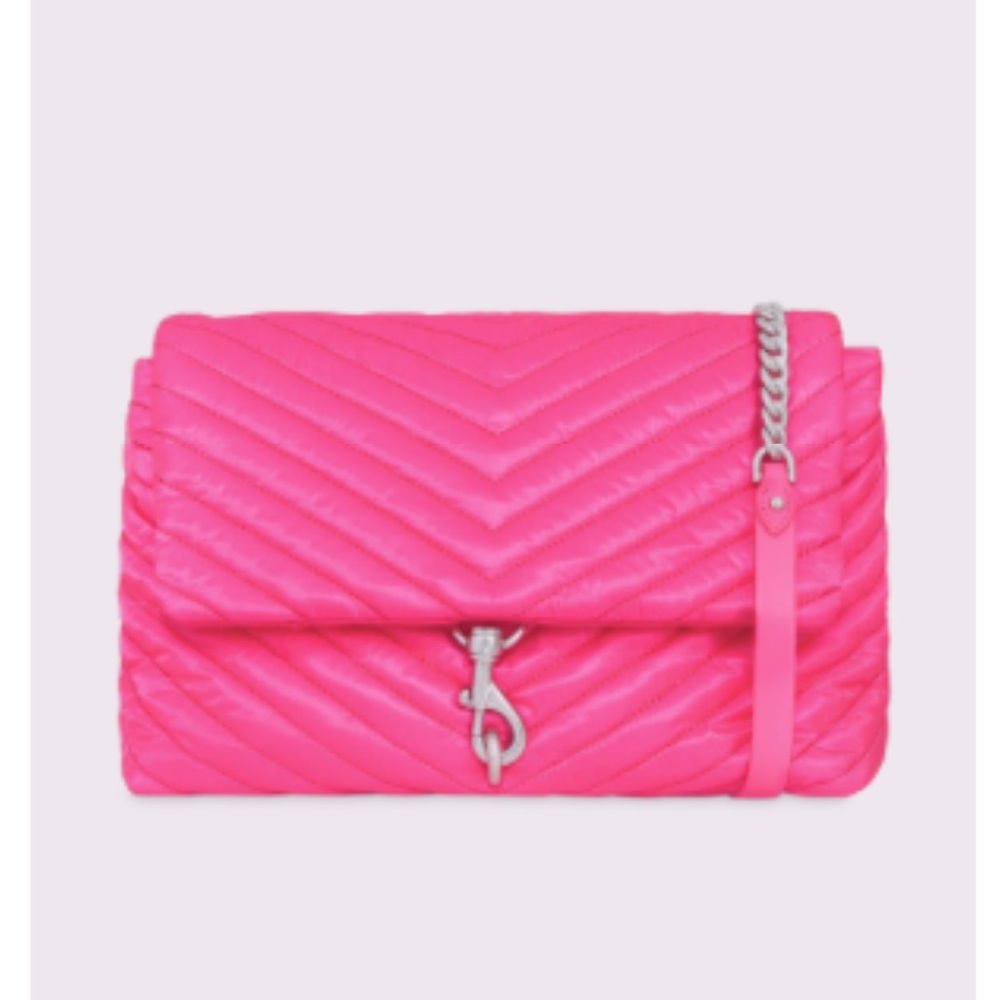 Rebecca Minkoff Edie Nylon Jumbo Flap Shoulder Bag Hot Pink